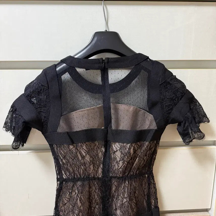 [BUNJANG] Lace Ruffle See-Through Dress / 레이스 프릴 시스루원피스