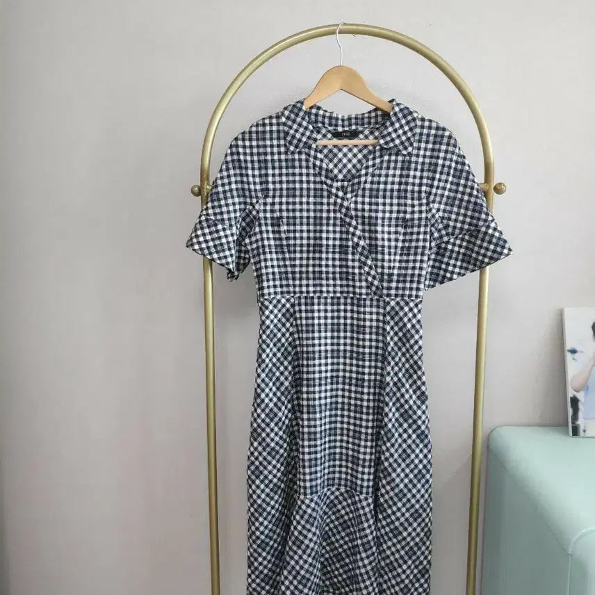 [BUNJANG] ZOOck Plaid Long Sleeve Dress / 주크. 체크  롱 원피스 반팔