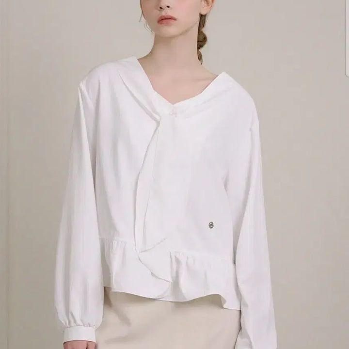 [BUNJANG] Michell Mycey Pooky Frill Tie Blouse / [새상품] 미케네 푸키 프릴 타이 블라우스(정가9.6)