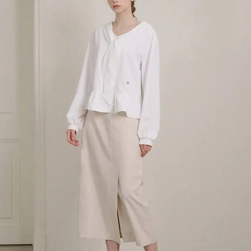 [BUNJANG] Michell Mycey Pooky Frill Tie Blouse / [새상품] 미케네 푸키 프릴 타이 블라우스(정가9.6)