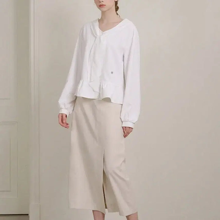 [BUNJANG] Michell Mycey Pooky Frill Tie Blouse / [새상품] 미케네 푸키 프릴 타이 블라우스(정가9.6)
