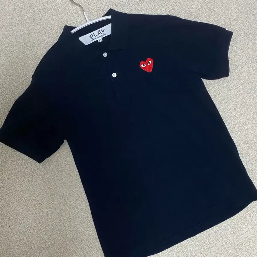 [BUNJANG] Comme des Garçons PLAY Black Polo T-shirt XS / 꼼데가르송 플레이 검정색 카라티 XS