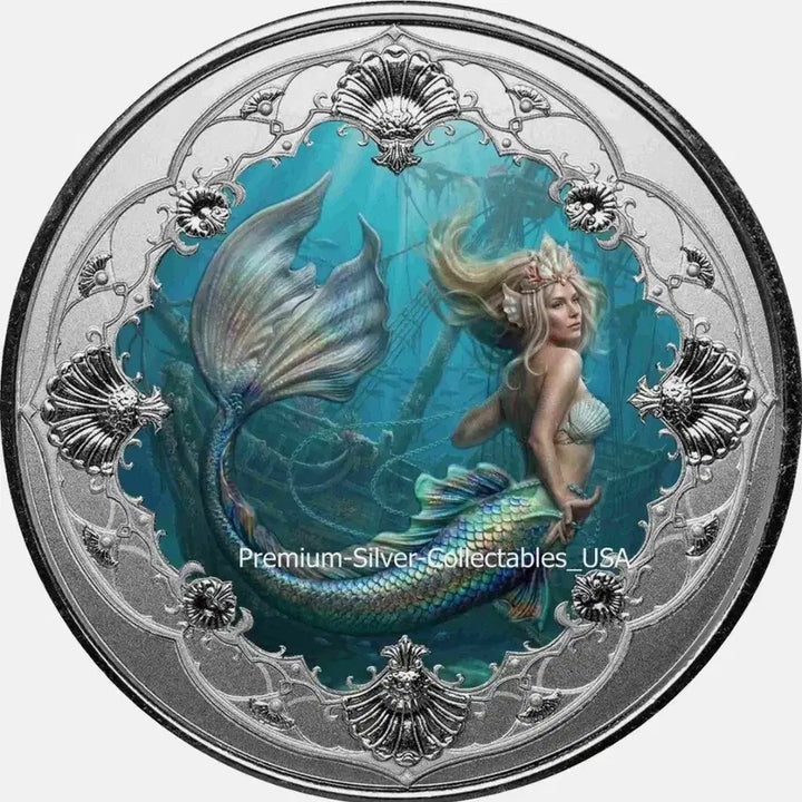 [BUNJANG] Samoa 2022 Mermaid Series 1 oz 99.9% Pure Silver Colorized Coin / 2022년 사모아 머메이드 시리즈 1온스 999% 순은 컬러색채 은화