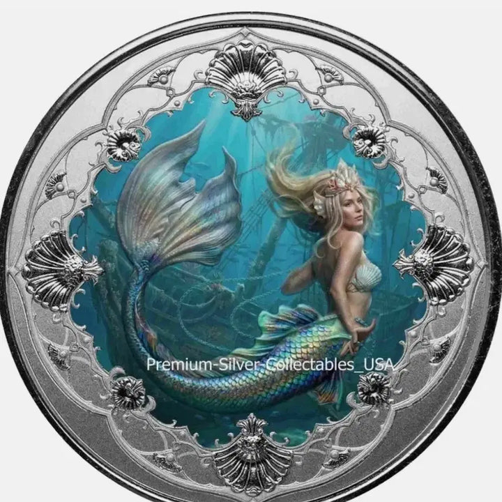 [BUNJANG] Samoa 2022 Mermaid Series 1 oz 99.9% Pure Silver Colorized Coin / 2022년 사모아 머메이드 시리즈 1온스 999% 순은 컬러색채 은화