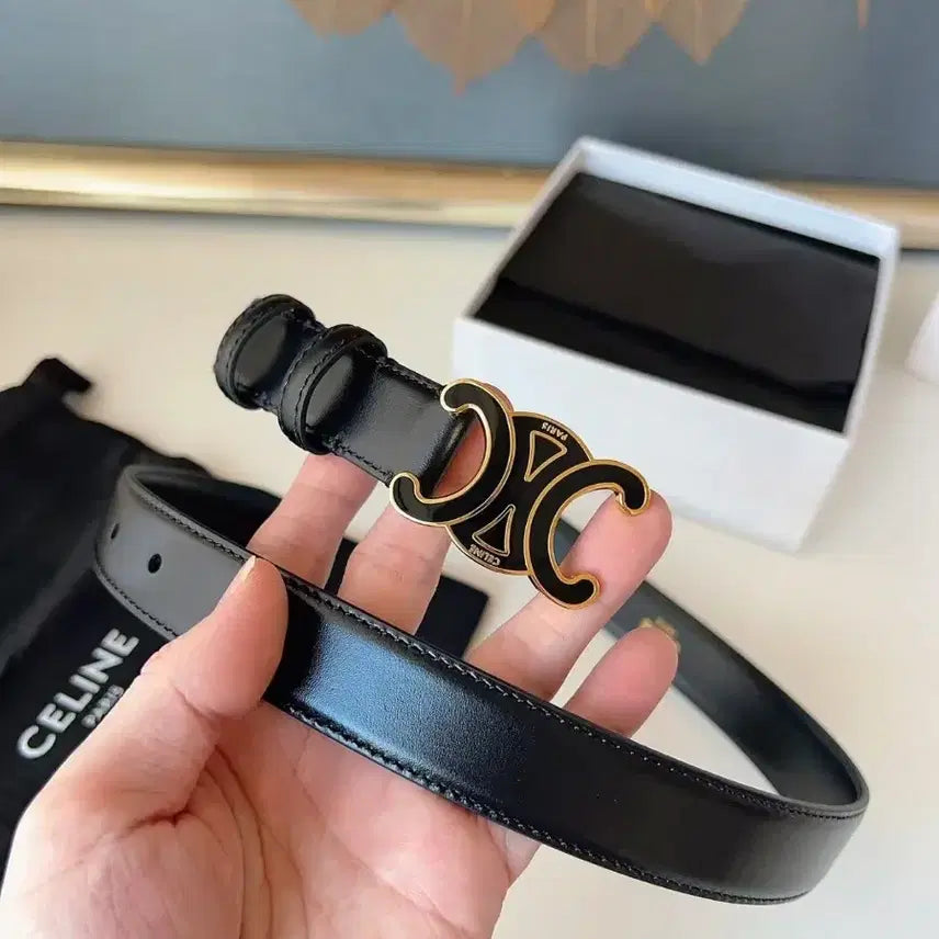 [BUNJANG] Celine Leather Belt with Logo / 셀린느 벨트