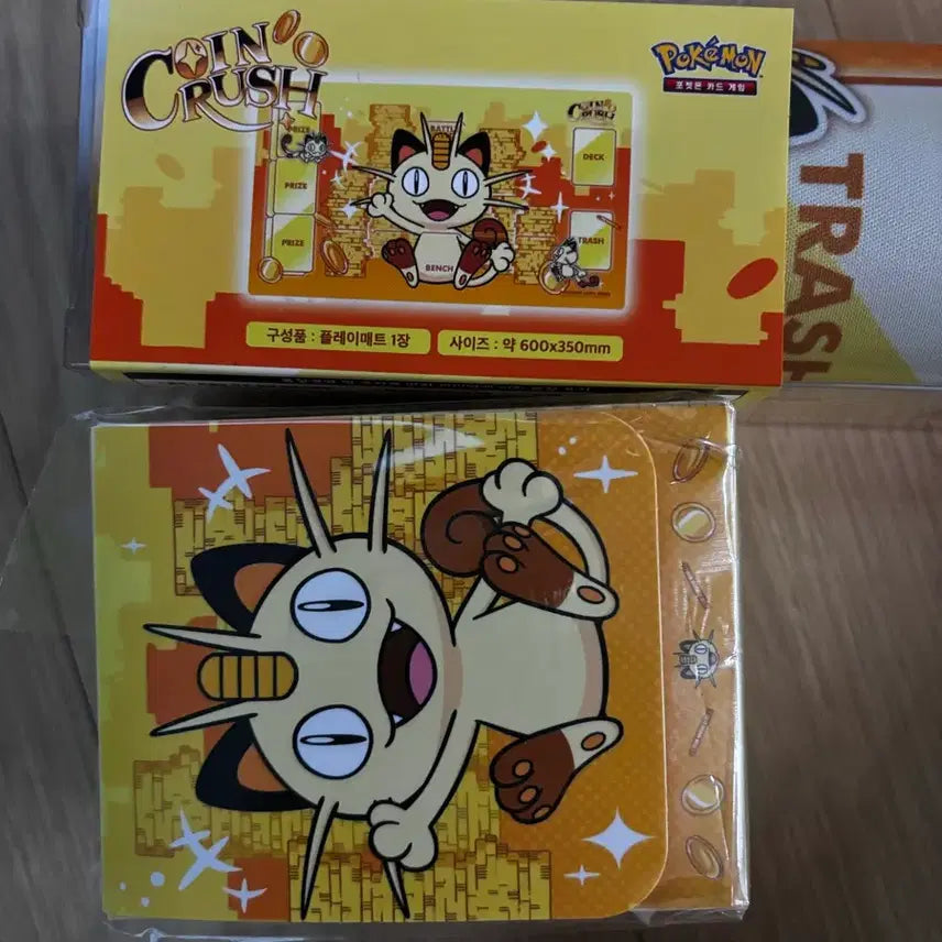[BUNJANG] Pokemon Meowth Playmat + Deck Case / 포켓몬카드 나옹 플레이매트 + 덱케이스