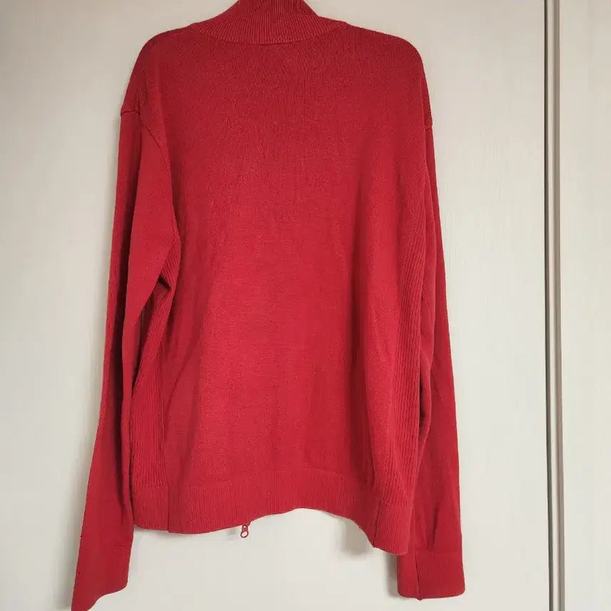 [BUNJANG] Lacoste Red Knit Zip-Up Cardigan Size 100 / 라코스테 레드 니트 집업 가디건 사이즈100