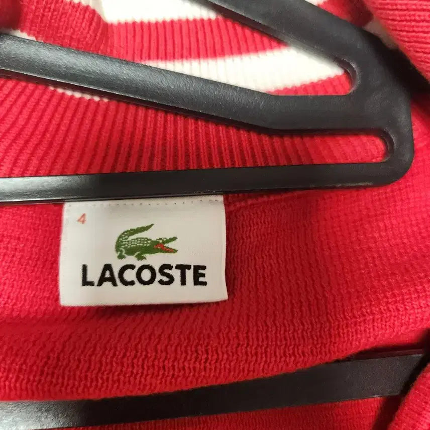 [BUNJANG] Lacoste Red Knit Zip-Up Cardigan Size 100 / 라코스테 레드 니트 집업 가디건 사이즈100