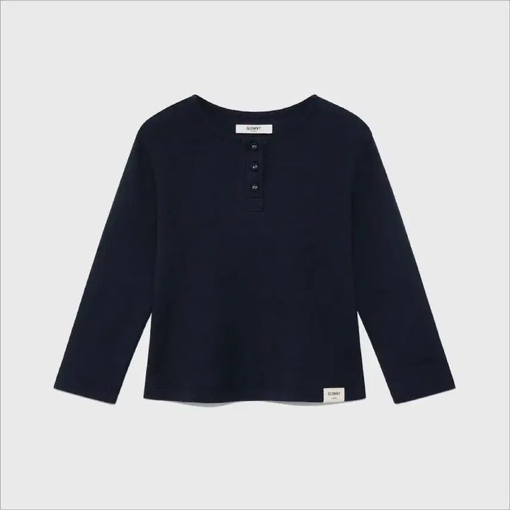 [BUNJANG] GLOWNY 3/4 Button Fly Tee (Navy) S / 글로니 3/4 BUTTON FLY TEE (NAVY) S