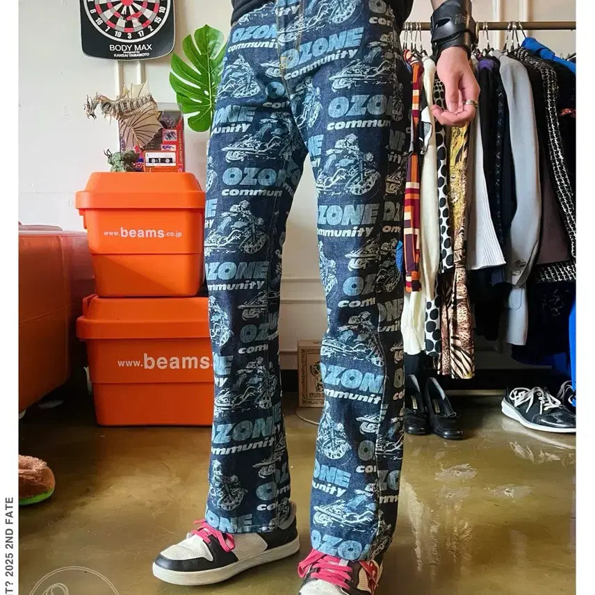 [BUNJANG] 90s Ozone Community Hysteric Glamour Full Print Denim Pants / 90s Ozone Community 히스테릭 글래머 오존커뮤니티 팬츠