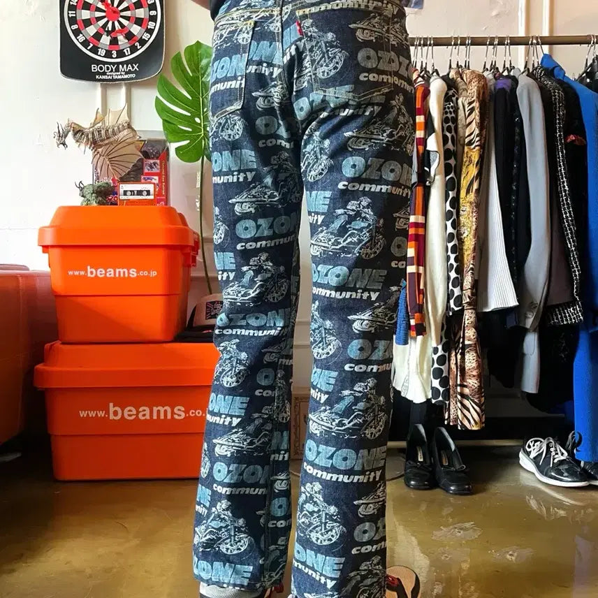 [BUNJANG] 90s Ozone Community Hysteric Glamour Full Print Denim Pants / 90s Ozone Community 히스테릭 글래머 오존커뮤니티 팬츠