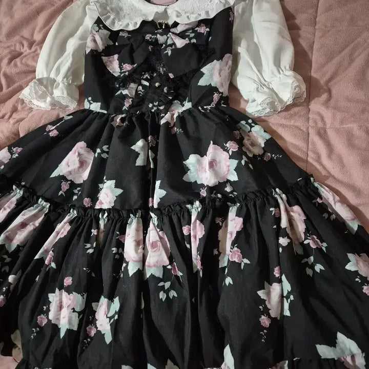 [BUNJANG] Liz Lisa Majoretti Flower Ribbon Dress / 새상품) 리즈리사 마조레티 플라워 백 리본 원피스 양산형 대대장 빅사이즈