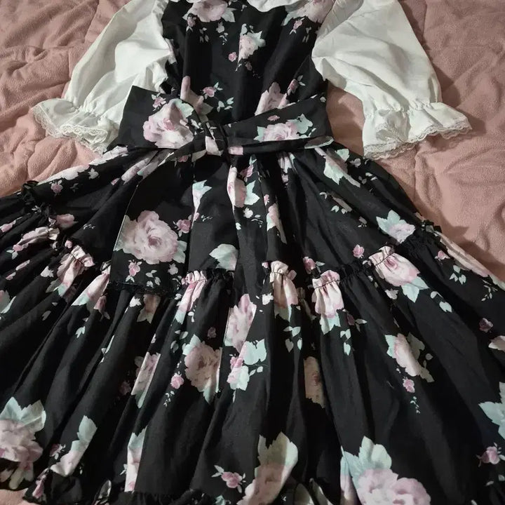 [BUNJANG] Liz Lisa Majoretti Flower Ribbon Dress / 새상품) 리즈리사 마조레티 플라워 백 리본 원피스 양산형 대대장 빅사이즈