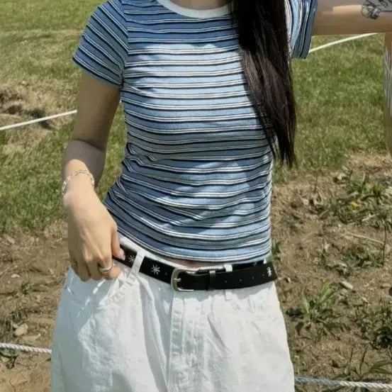 [BUNJANG] Stripe Blue Short-Sleeve T-Shirt / *빠른급처원함* 스트라이프 블루 반팔티 새상품