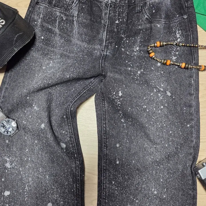 [BUNJANG] Piece Worker Black Denim Jeans with Natural Paint Splatter (Size 30) / (새상품)PIECE WORKER 피스워커 블랙진 데님 흑청
