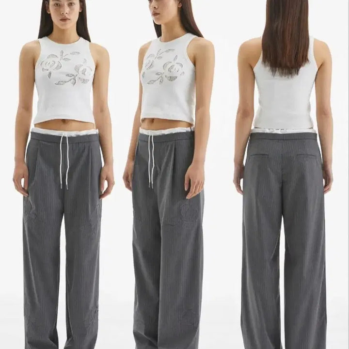 [BUNJANG] More Than Paradise Rose Double Waist Sagging Pants - Size 2 / 모어댄파라다이스 로즈 더블 웨이스트 팬츠 2 사이즈 새깅 팬츠
