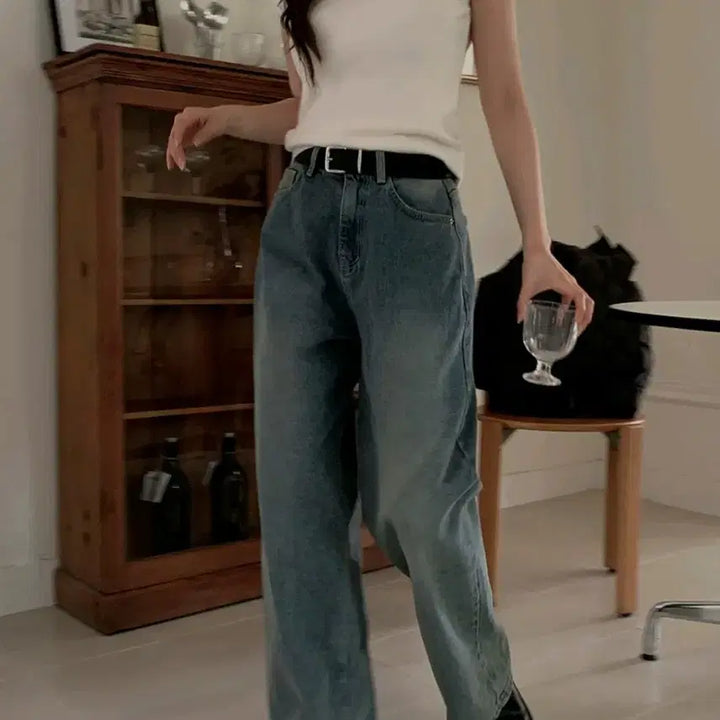 [BUNJANG] SLOWAND Wide Denim Pants Vintage Mid-Blue / 새상품) SLOWAND 슬로우앤드 와이드 데님 팬츠 빈티지 중청 컬러