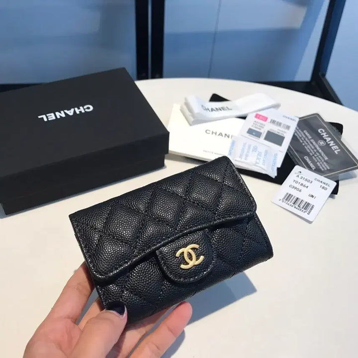 [BUNJANG] Chanel Diamond Quilted Black Card Holder / 샤넬 다이아몬드 퀼팅 블랙 카드지갑
