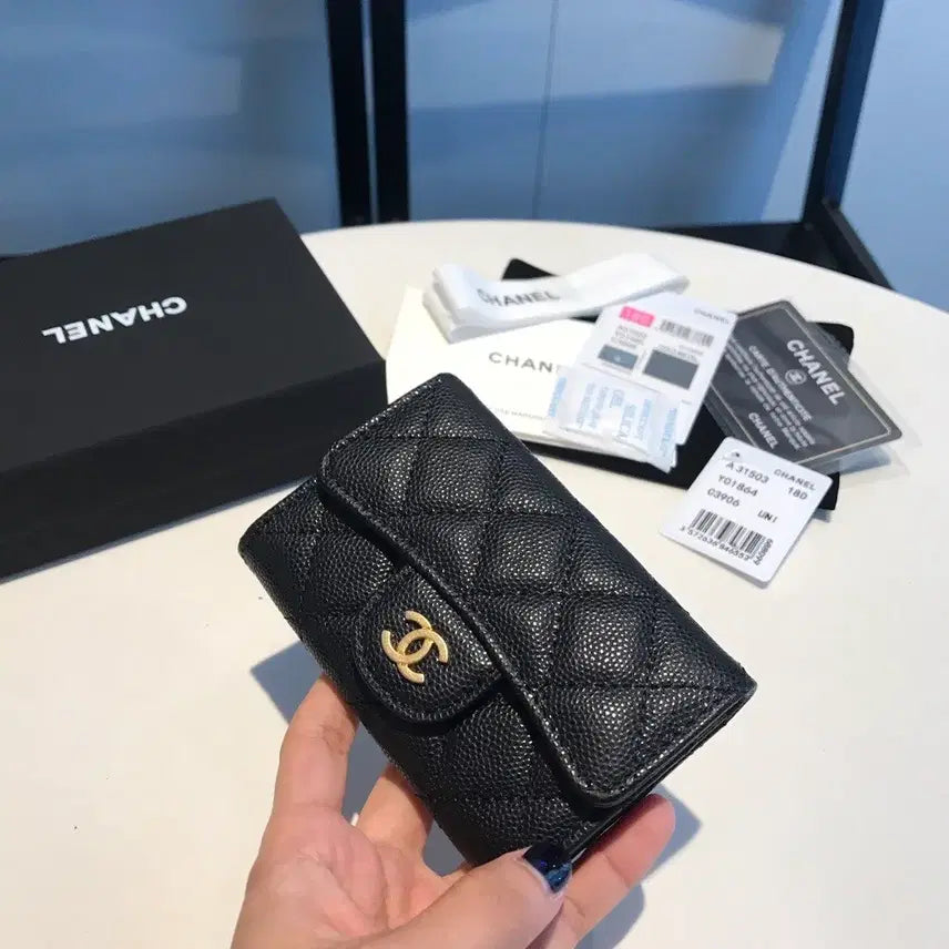 [BUNJANG] Chanel Diamond Quilted Black Card Holder / 샤넬 다이아몬드 퀼팅 블랙 카드지갑