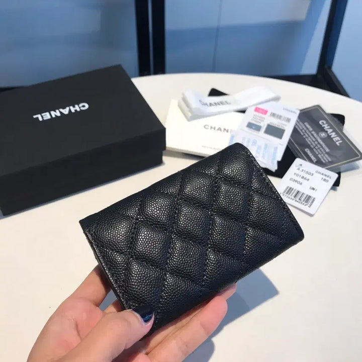 [BUNJANG] Chanel Diamond Quilted Black Card Holder / 샤넬 다이아몬드 퀼팅 블랙 카드지갑