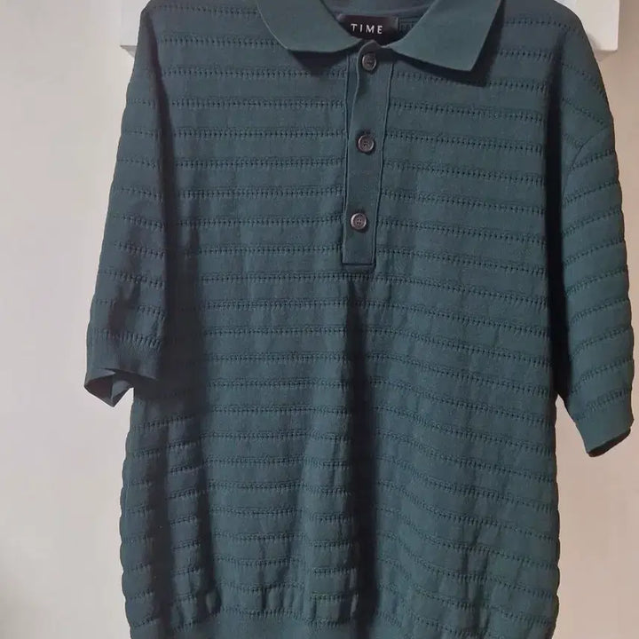 [BUNJANG] TIME Green Short Sleeve Knit Shirt / TIME 타임 그린 반팔 니트 셔츠