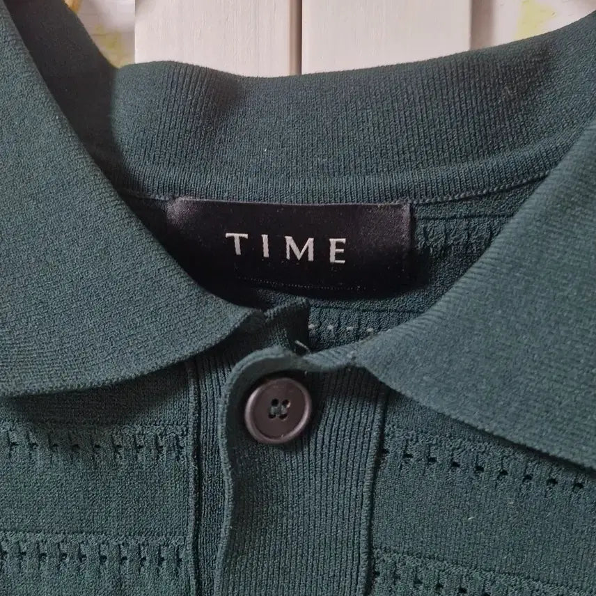 [BUNJANG] TIME Green Short Sleeve Knit Shirt / TIME 타임 그린 반팔 니트 셔츠