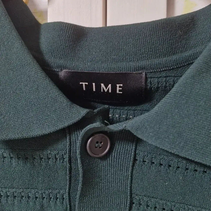 [BUNJANG] TIME Green Short Sleeve Knit Shirt / TIME 타임 그린 반팔 니트 셔츠