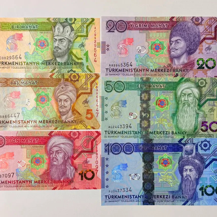 [BUNJANG] Turkmenistan 2020 1-100 Manat Full Set (6 Varieties) / 투르크메니스탄 2020 1~100마나트 완전미사용 / 6종풀세트