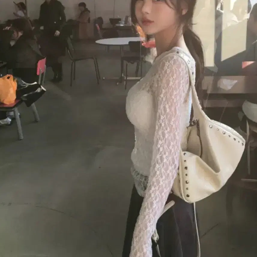 [BUNJANG] Ablley Lace See-through Tee Vintage Y2K / 에이블리 레이스 시스루 티 빈티지 y2k