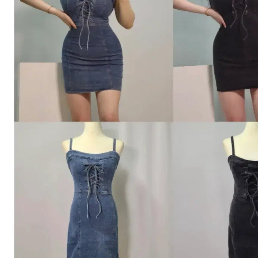 [BUNJANG] Denim Corset Tank Mini Dress / 데님 코르셋 나시 미니 원피스