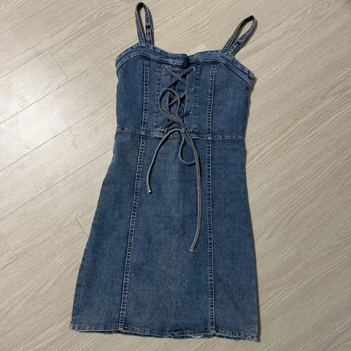 [BUNJANG] Denim Corset Tank Mini Dress / 데님 코르셋 나시 미니 원피스