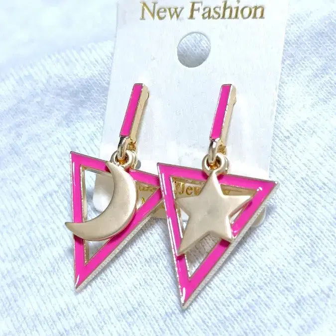 [BUNJANG] Matte Moon &amp; Star Titanium Earring E397 / * 무광 달&amp;별 티탄침 귀걸이 E397