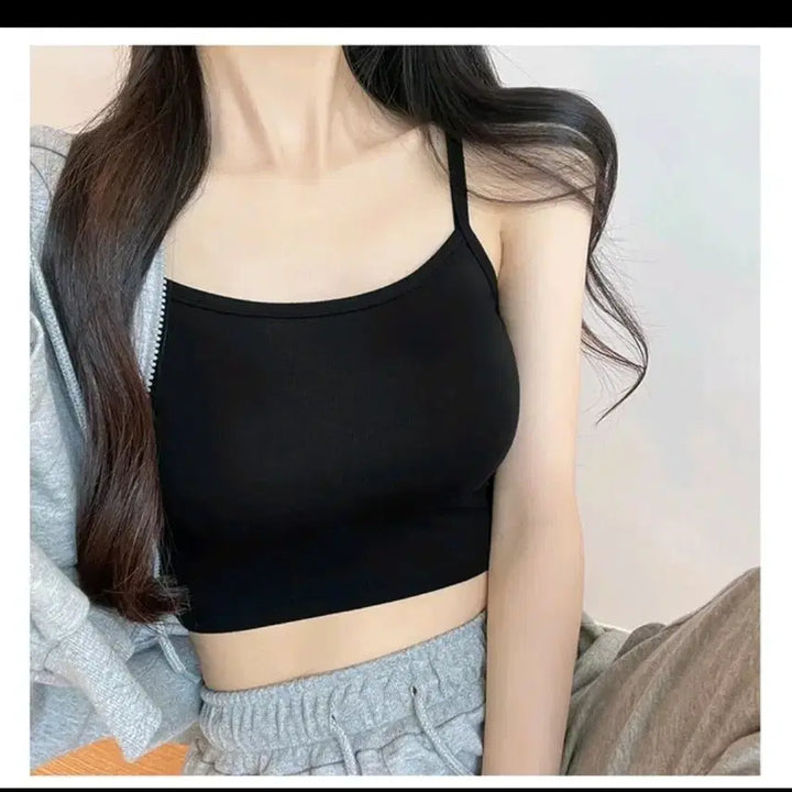 [BUNJANG] OZBRIDGE Cropped Ribbed Spandex Tank Top Free Size / *빠른급처원함* OZBRIDGE 쫀쫀 스판 크롭 나시 Free 화이트+블