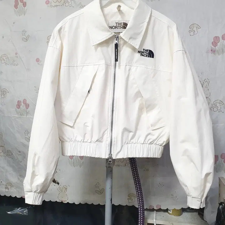 [BUNJANG] The North Face White Label Nilton Collar Crop Jacket Ivory / 노스페이스  화이트라벨  닐턴 칼라  크롭  자켓