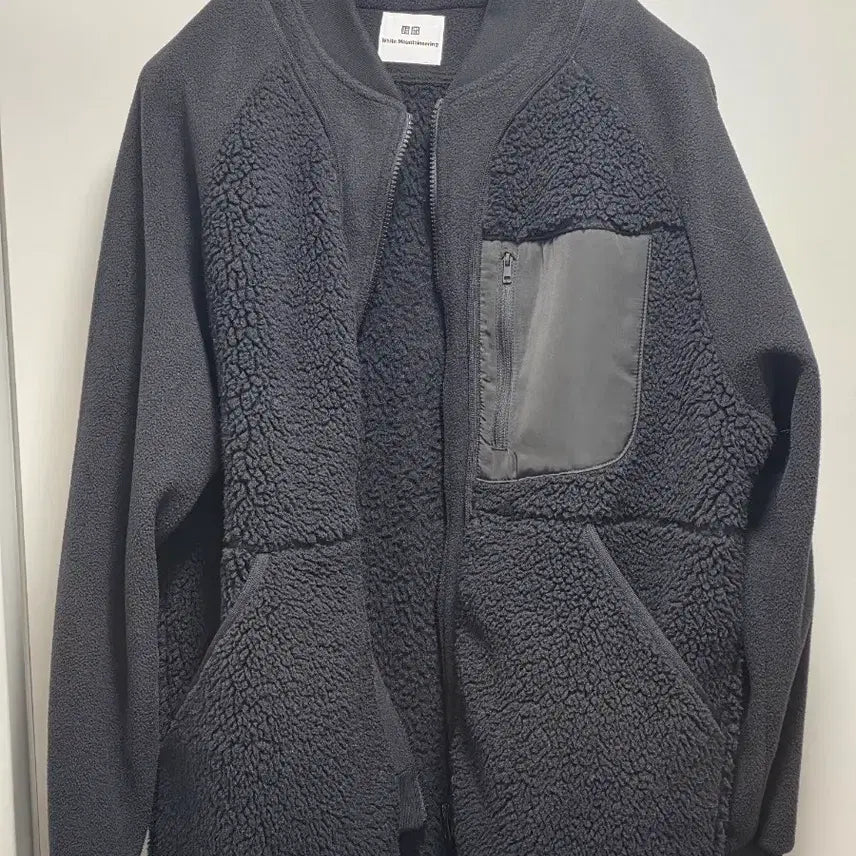 [BUNJANG] Uniqlo White Mountaineering Fleece Jacket Black L / 유니클로 화이트마운티어링 플리스 자켓 블랙 L