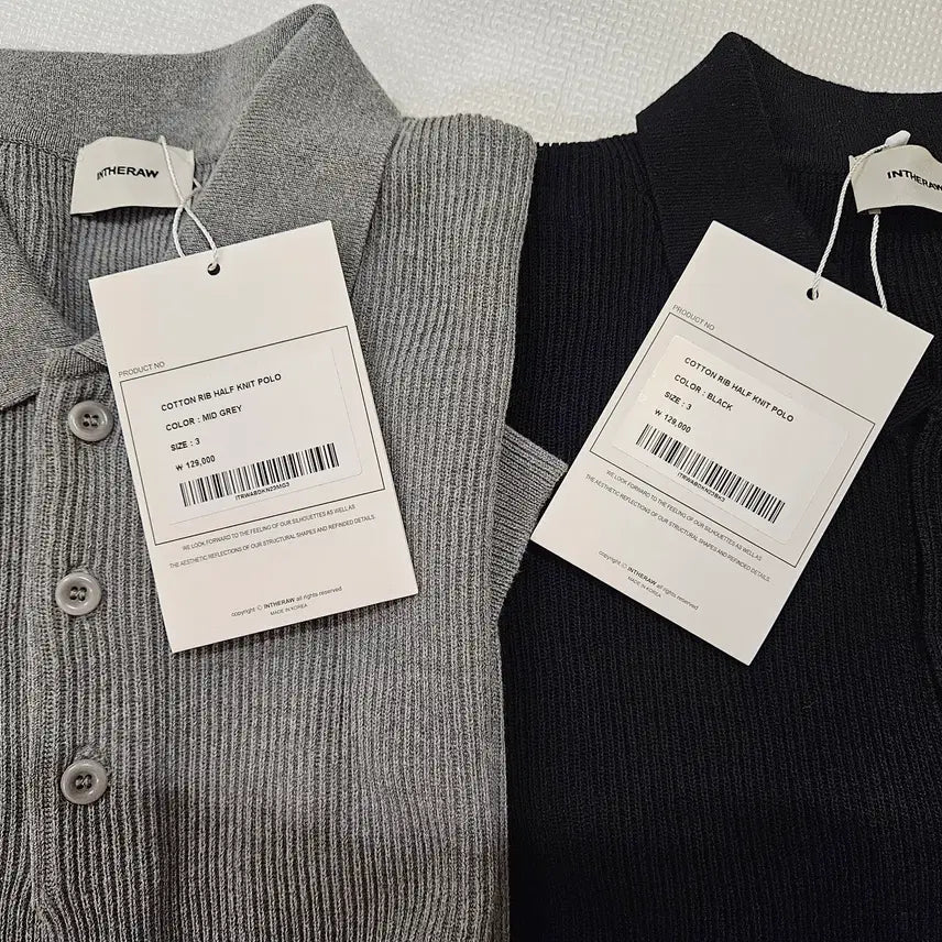 [BUNJANG] The Row Cotton Rib Half Knit Black, Mid Grey Bundle Set / (새제품 2장일괄)인더로우/코튼 립 하프 니트 블랙,미드그레이/3사이즈
