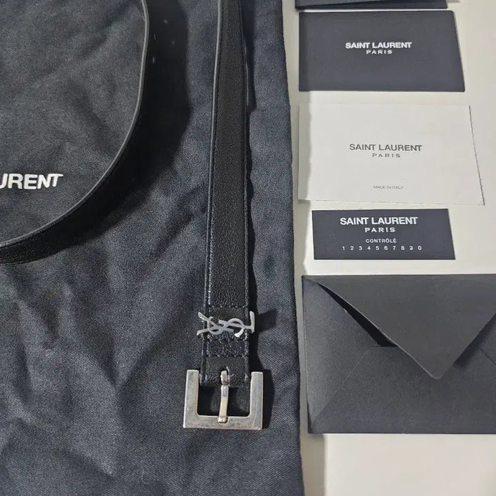 [BUNJANG] Saint Laurent Black Belt with Dust Bag and Card / 생로랑 블랙 벨트 + 더스트백/카드 포함