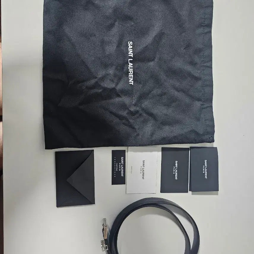 [BUNJANG] Saint Laurent Black Belt with Dust Bag and Card / 생로랑 블랙 벨트 + 더스트백/카드 포함