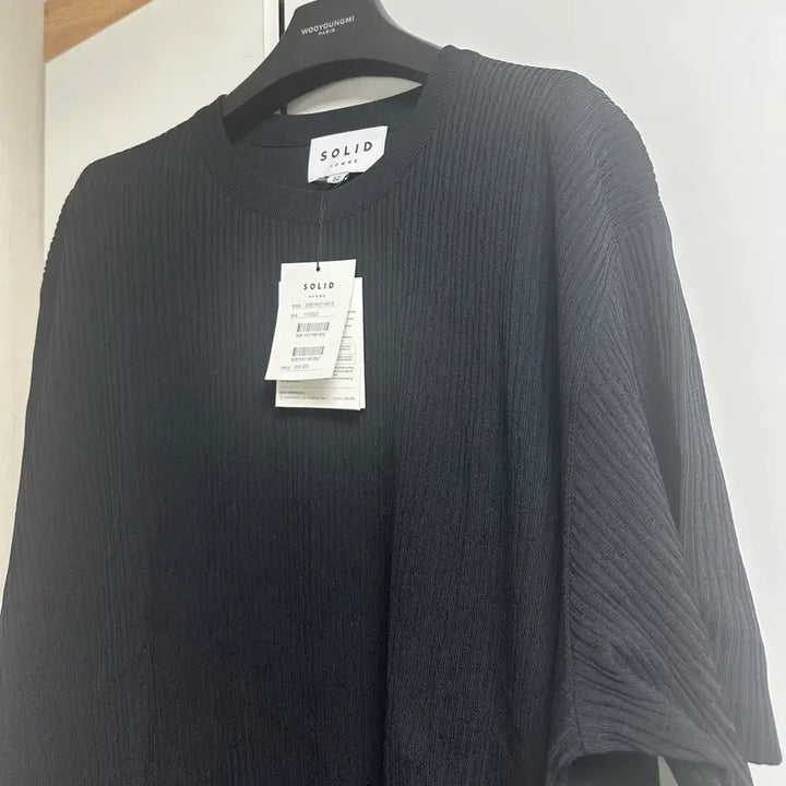 [BUNJANG] Solid Homme 26SS Black Wrinkle Short Sleeve Knit Size 52 / [52] 솔옴 26SS 블랙 크링클 반팔 니트
