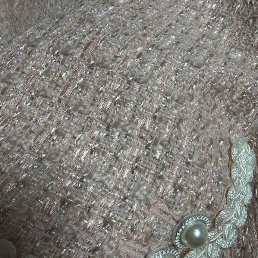 [BUNJANG] Bicini Tweed Pearl Button Pink Jacket / 바이씨니 트위드 진주 버튼 핑크 자켓