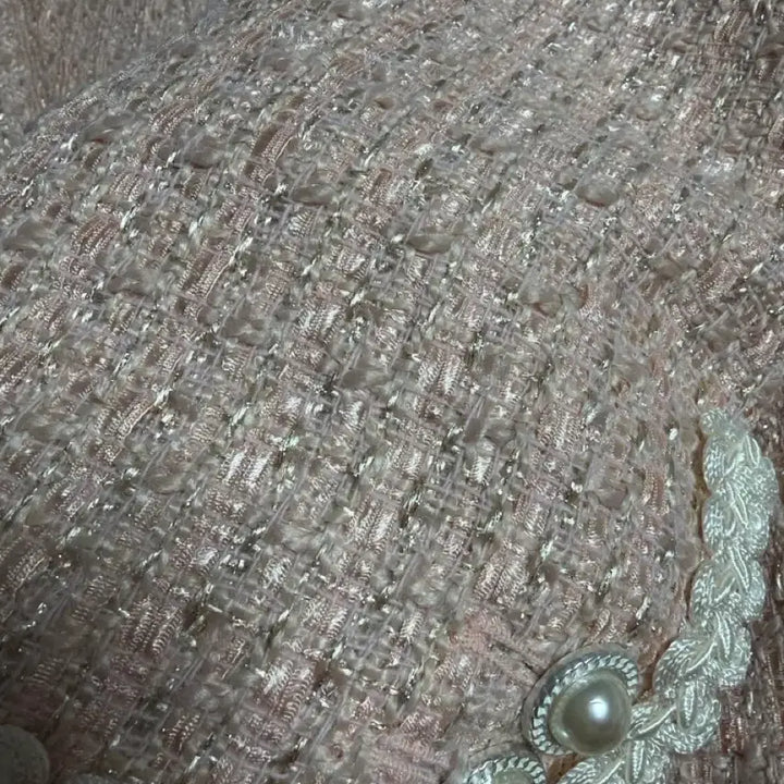 [BUNJANG] Bicini Tweed Pearl Button Pink Jacket / 바이씨니 트위드 진주 버튼 핑크 자켓
