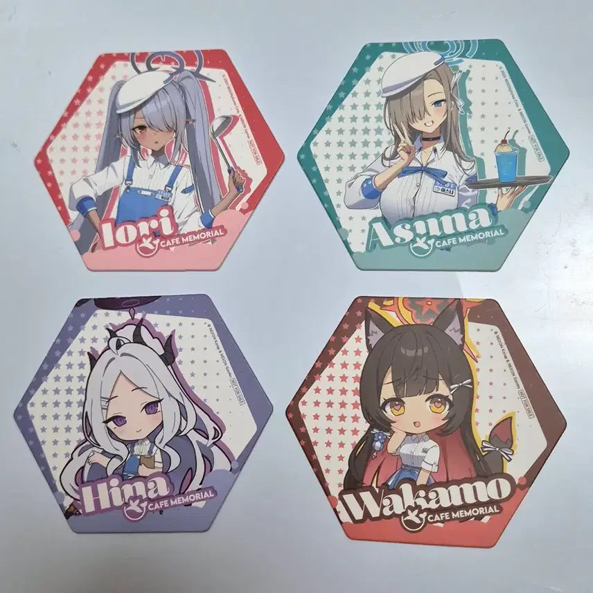 [BUNJANG] Blue Archive Cafe Memorial Coaster Set (Hina, Wakamo, Asuna, Iori) / 블루 아카이브 카페 메모리얼 코스터 (히나 와카모 아스나 이오리)