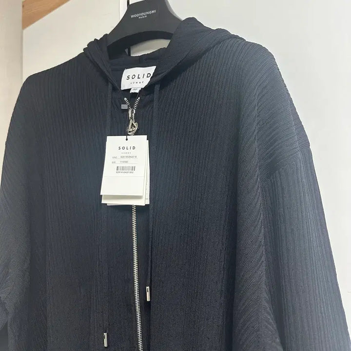 [BUNJANG] Solid Homme 26SS Black Wrinkle Hooded Zip-Up Jacket / [52] 솔옴 26SS 블랙 크링클 후드 집업 자켓