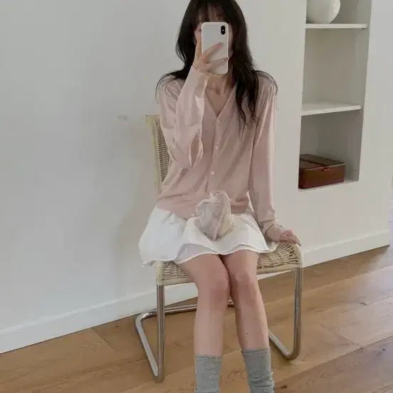 [BUNJANG] Miel Build Cardigan Pink / 도매택 미엘 miel 빌드가디건 핑크 새상품