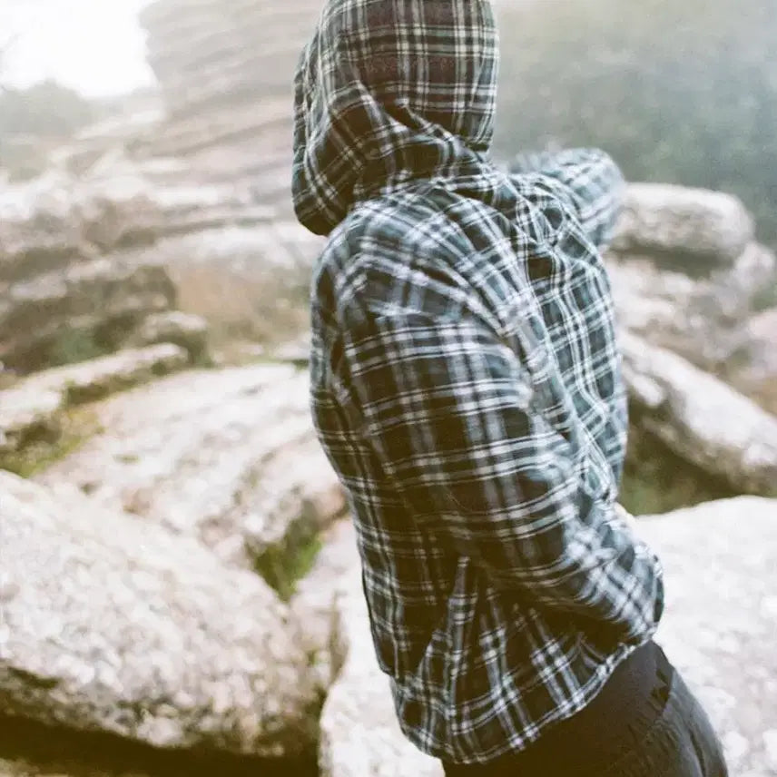 [BUNJANG] Yardsale Reversible Flannel Hoodie Green / Yardsale reversible flannel hoodie green
