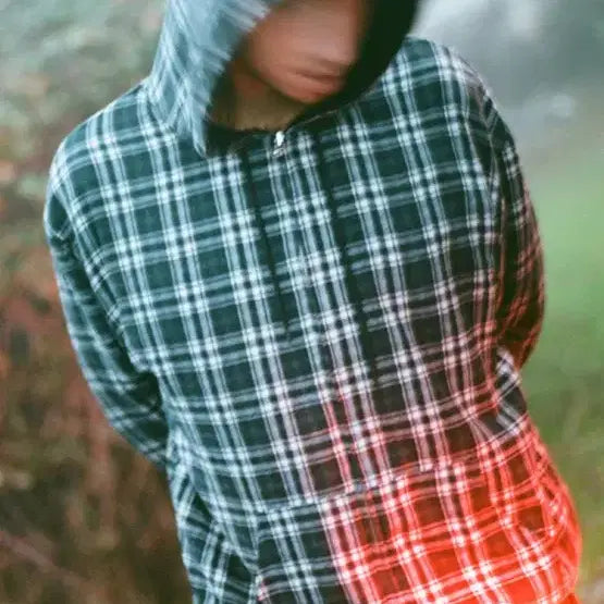 [BUNJANG] Yardsale Reversible Flannel Hoodie Green / Yardsale reversible flannel hoodie green