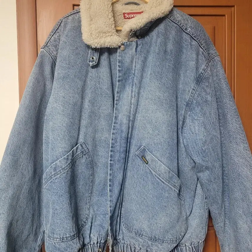 [BUNJANG] Supreme Faux Shearling Bomber Jacket Denim XL / 슈프림 포우 셔링 봄버자켓 데님 xl
