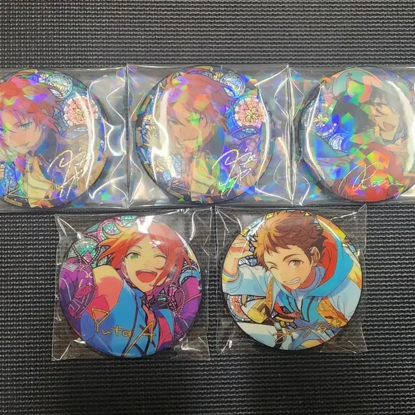 [BUNJANG] Ensemble Stars Stained Glass Can Badge Set (5 Types) / 앙스타 리츠 레오 유우타 미츠루 스테인드 글라스 캔뱃지 세트