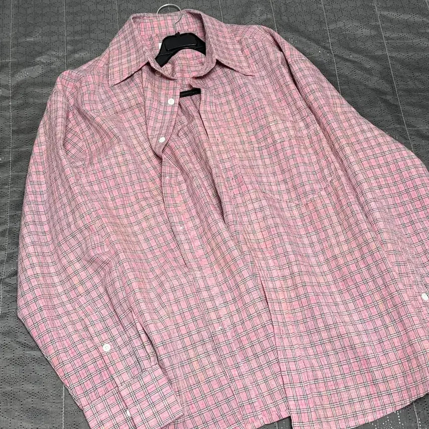 [BUNJANG] Pink Check Oversized Fit Shirt / (새상품)오버핏 핑크 체크 남방 셔츠