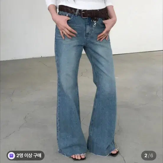 [BUNJANG] Nudez Cutting Bootcut Denim Jeans / [S] 도매택 누즈 컷팅 부츠컷 데님
